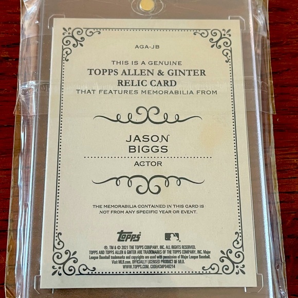 2021 Topps Allen & Ginter Jason Biggs #AGA-JB Relic American Pie Actor - Picture 2 of 2